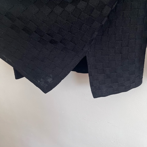 Exclusively Misook Balloon Sleeves Turtleneck Acrylic Woven Checkered Solid top - Picture 2 of 6